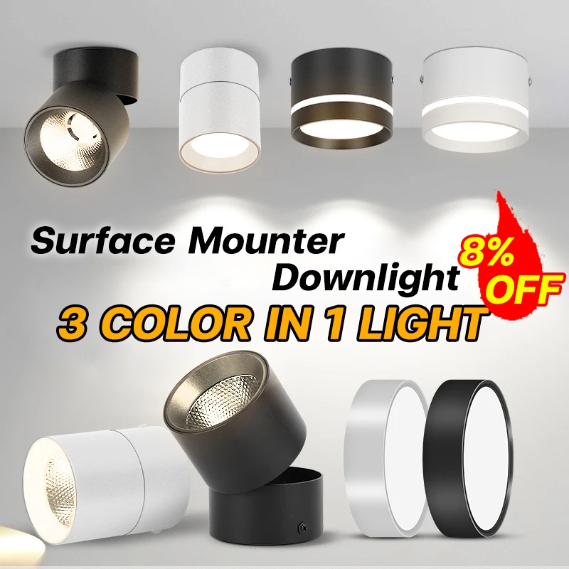LED Surface Monted Downlight Ceiling Light 3 Color Foldable Spot Light ...