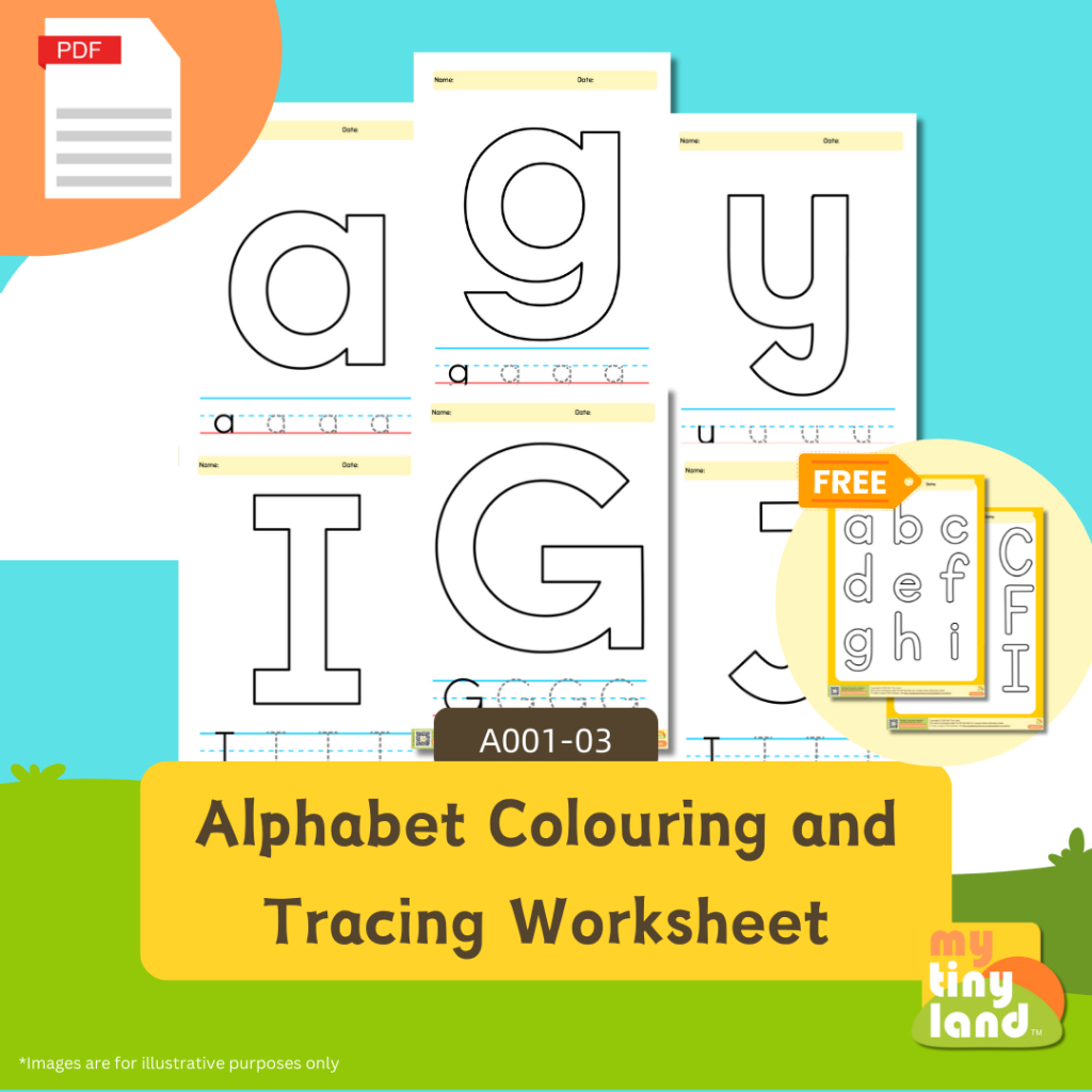 【PDF/Softcopy】A001 03 Alphabet Colouring and Tracing Worksheet