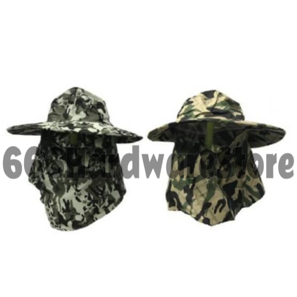 TOPI ASKAR KAIN TOPI HADANG PANAS TOPI PANCING IKAN ARMY HAT WITH FACE ...