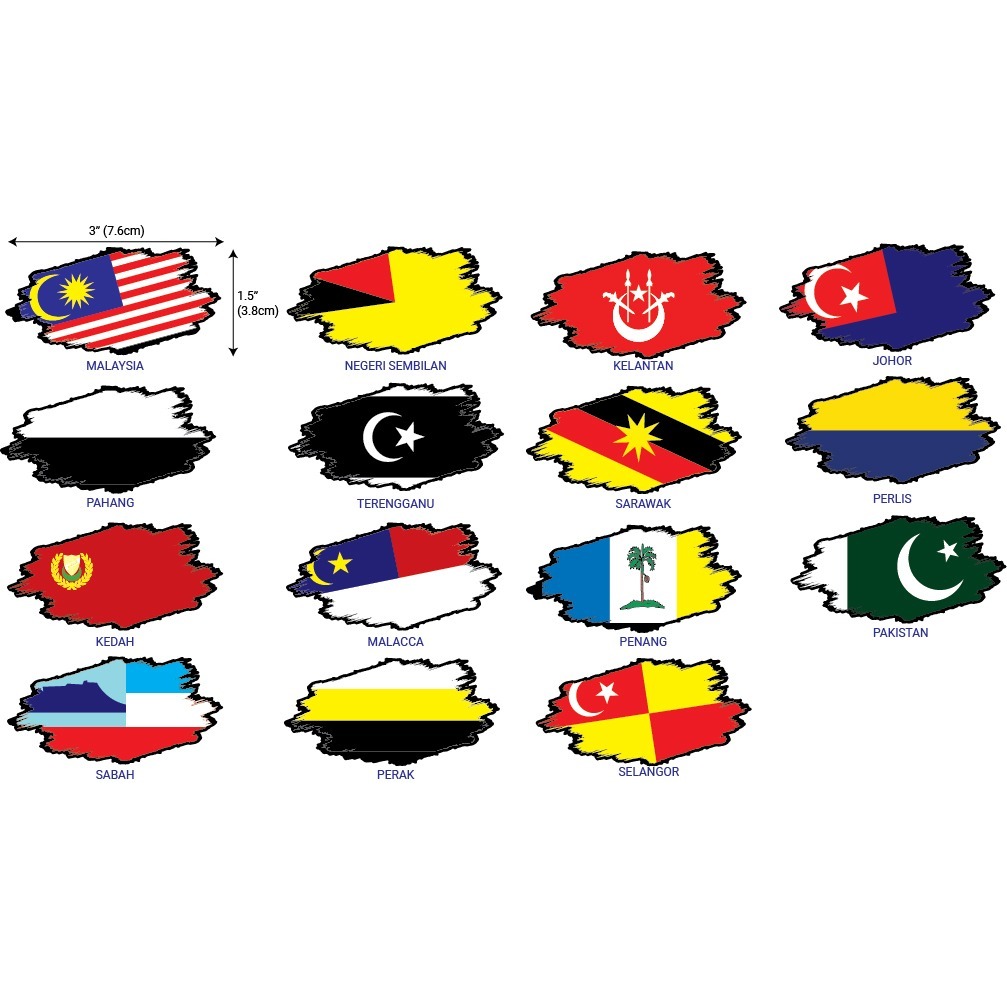 Car Sticker Bendera Malaysia Sticker Flag Motor Sticker Negeri