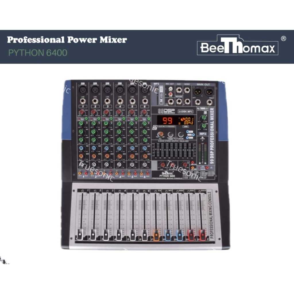 BEETHOMAX PYTHON 6400 6 CHANNEL POWER MIXER WITH USB/BLUETOOTH EFFECTS ...