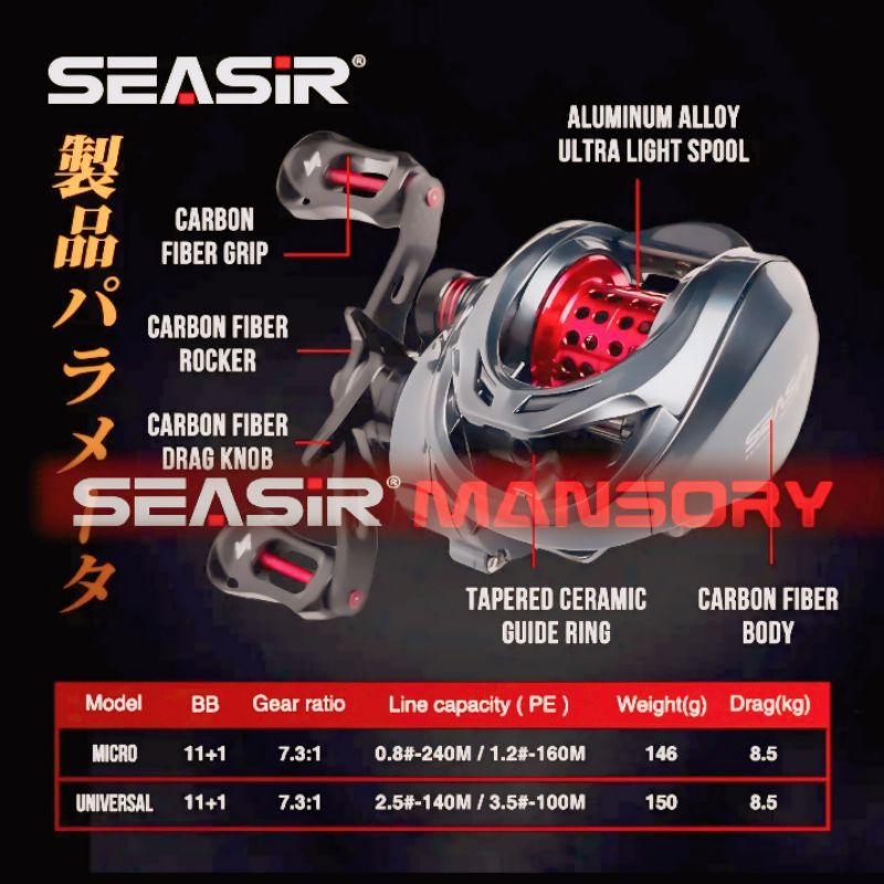 Seasir Mansory 7.3:1 Double Spool BC Reel Hybrid Ceramic Bearings