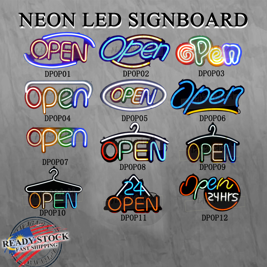 OPEN NEON SIGN / DISPLAY / SIGNBOARD LED WELCOME SIGN WITH 12V ADAPTER ...