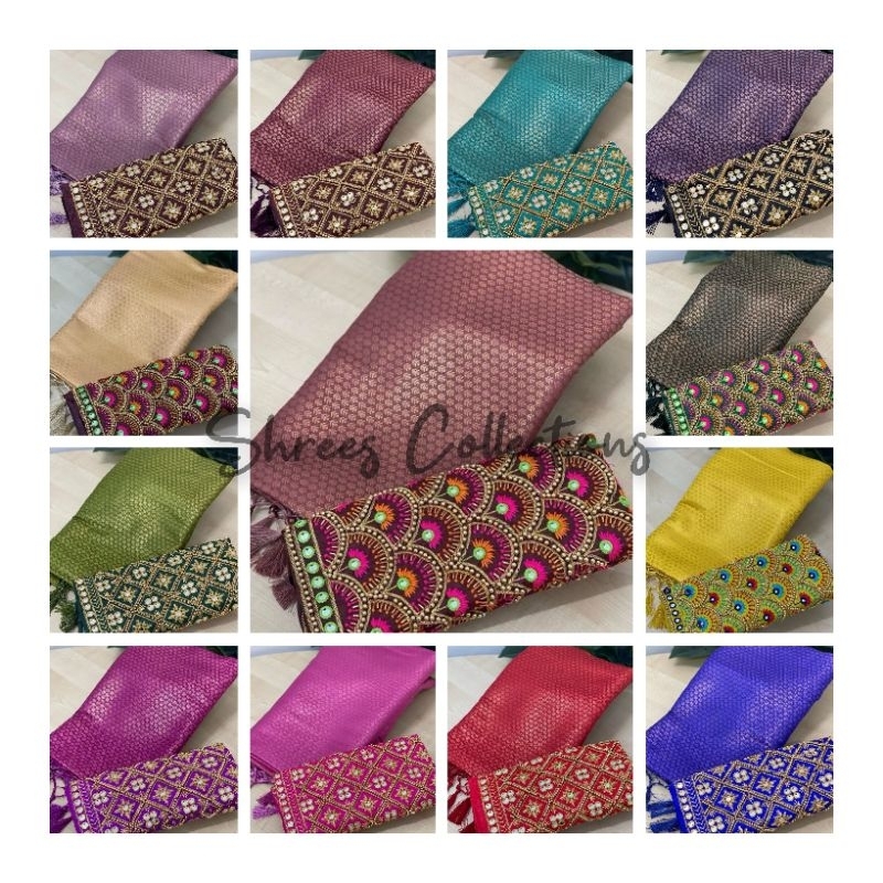 Kubera Pattu Saree - Silver Grey x Navy Blue main image 0