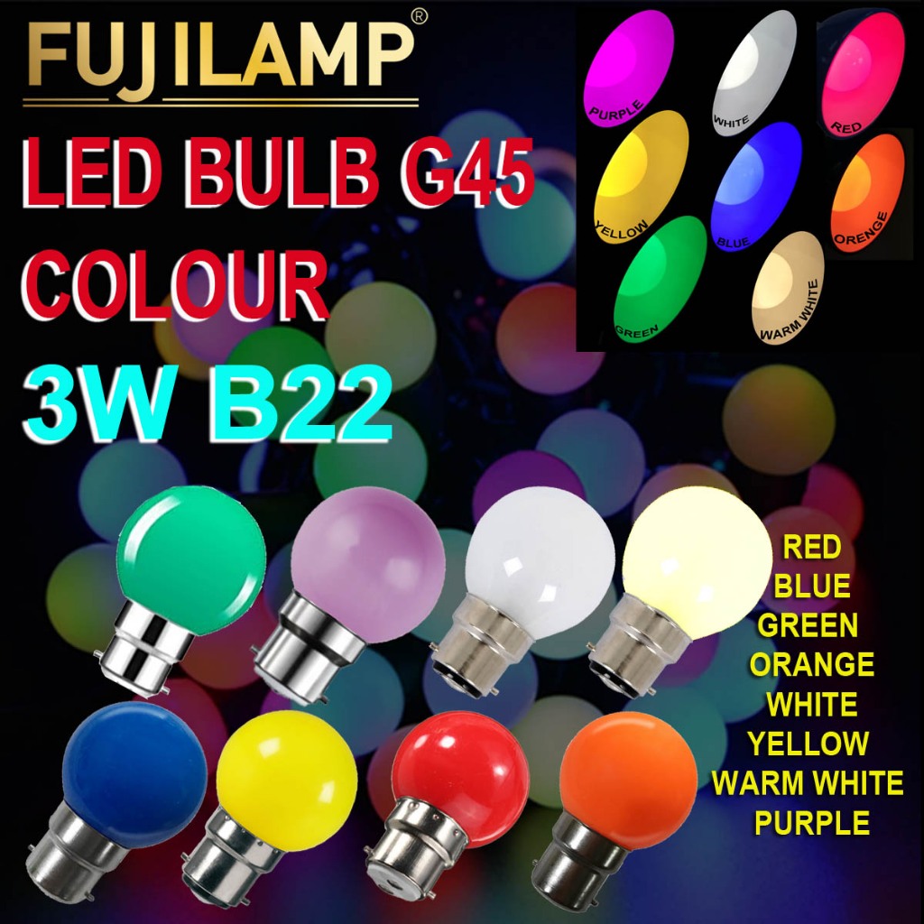 [Local Seller] 10 PCS X COLOUR BULB B22 (8 DIFFERENT COLOURS) FUJILAMP ...