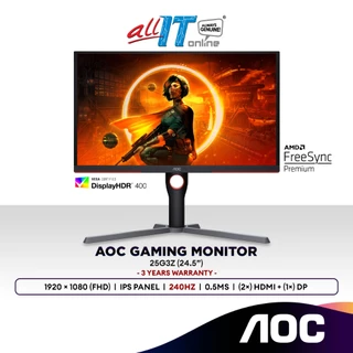 AOC 25G3Z 24.5” Full HD 240Hz HDR400 Gaming Monitor | AMD FreeSync Premium | IPS Panel | 1920x1080 (FHD)
