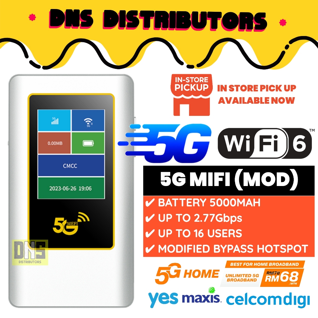 MODIFIED 5G MiFi WIFI6 High Speed Up To 2.77Gbps MOD 5G Pocket Modem