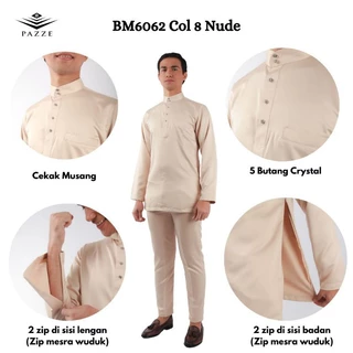 Pazze Baju Melayu Satin Matte Modern Slim Fit - Nude