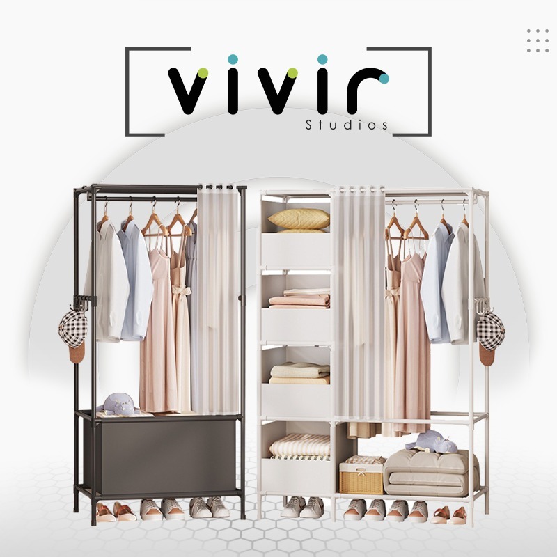 VIVIR Multifunction Clothes Wardrobe Clothes Organization Storage Rack ...