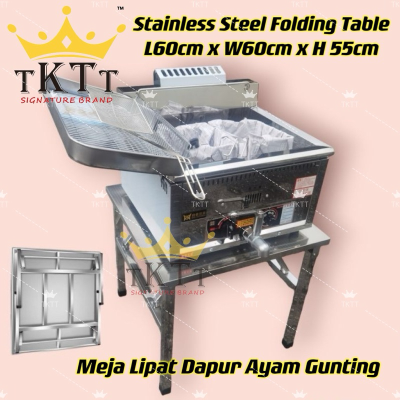 TKTT Stainless Steel Folding Table Deep Dryer Stand Meja Lipat Dapur ...