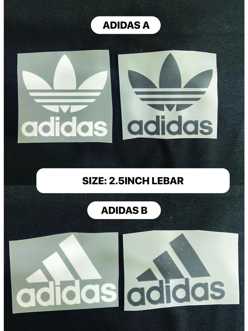 Adidas logo size hotsell