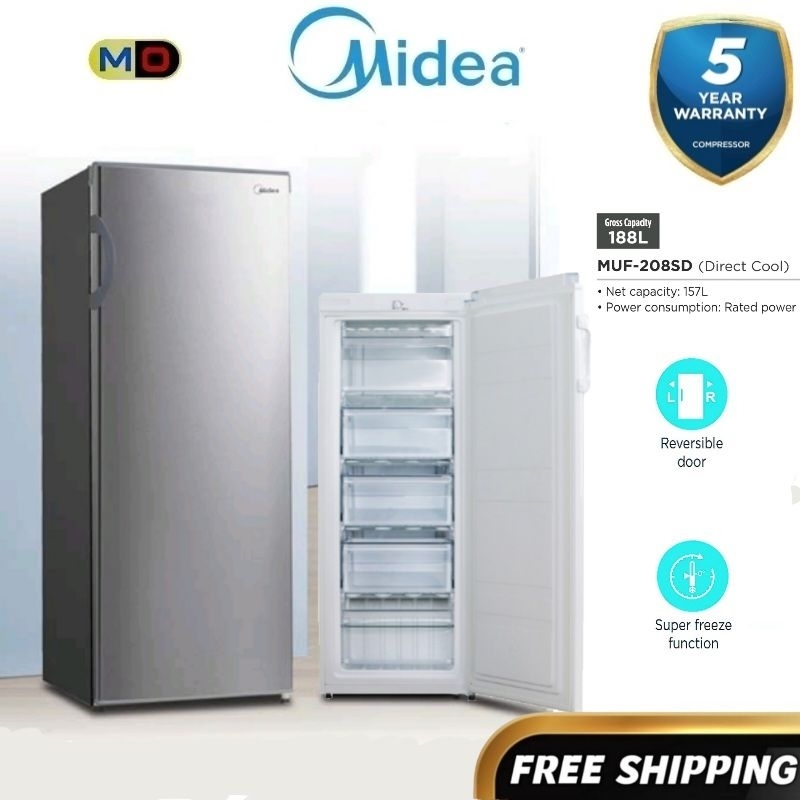 Midea Upright Freezer 188L/157L MUF-208SD | Shopee Malaysia