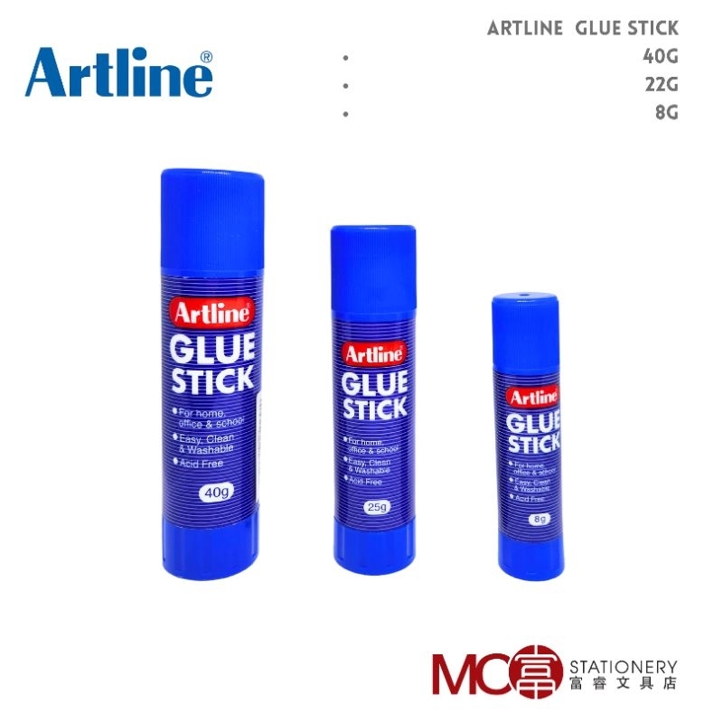 Artline Glue Stick Assortment - 3 Sizes, Non-Toxic, Washable, Smooth ...