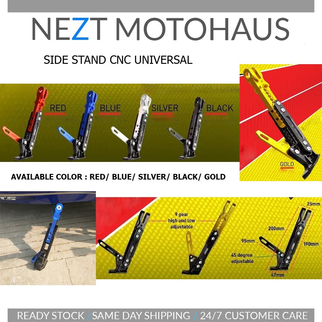 SIDE STAND CNC UNVIERSAL MOTOR MOTOSIKAL Y15 / Y16 / RS / RSX / NMAX ...