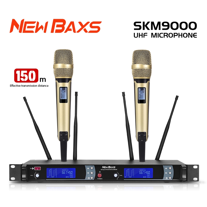 NEW BAXS SKM9000 New Wave Wireless Microphone 800MHZ 4 UHF Antenna True Diversity FM Receiving Distance 400M KTV Singing