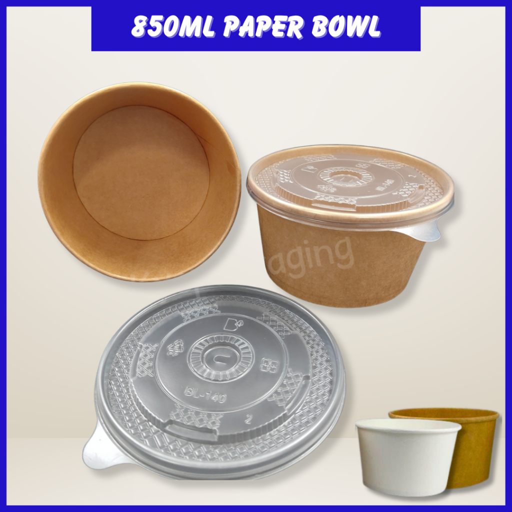 850ml Paper Bowl with Lid ( 50sets± ) - 850 ml - Disposable - Mangkuk ...