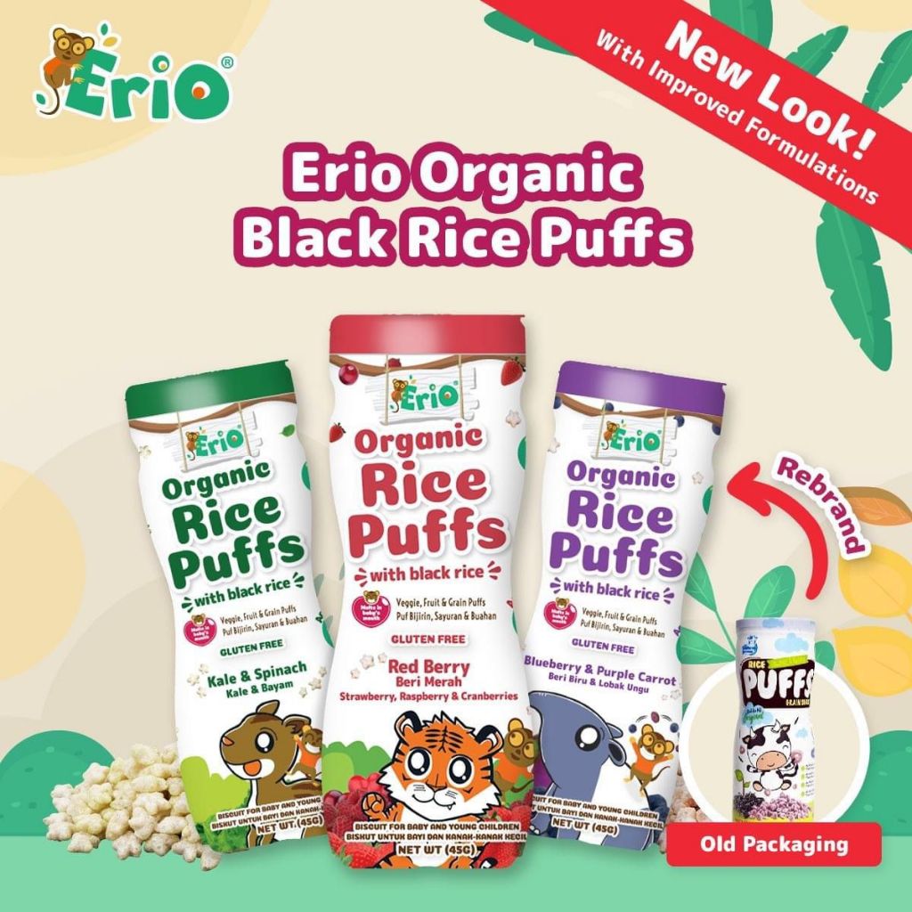 Erio Organic Black Rice Puffs - Red Berry 45g | Shopee Malaysia