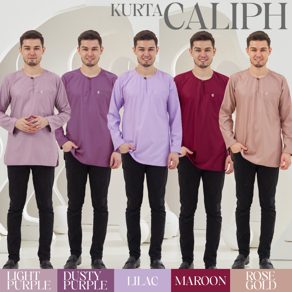 Kurta Caliph Raya Lelaki Cotton Premium (Maroon,Rose Gold,Lilac,Dusty ...