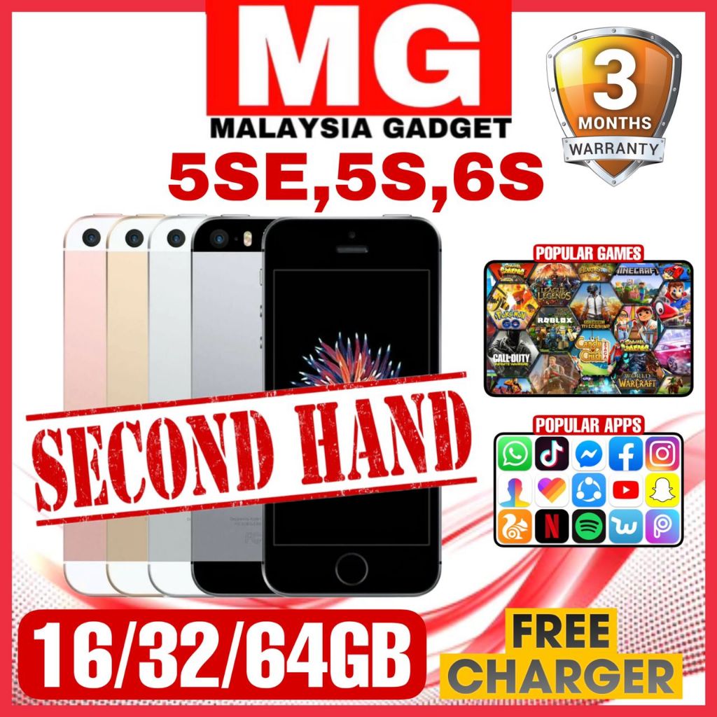 5 / 5 SE / 5S / 6 / 6S / 8 / [16GB, 32GB, 64GB] (95% New) USED | Shopee ...