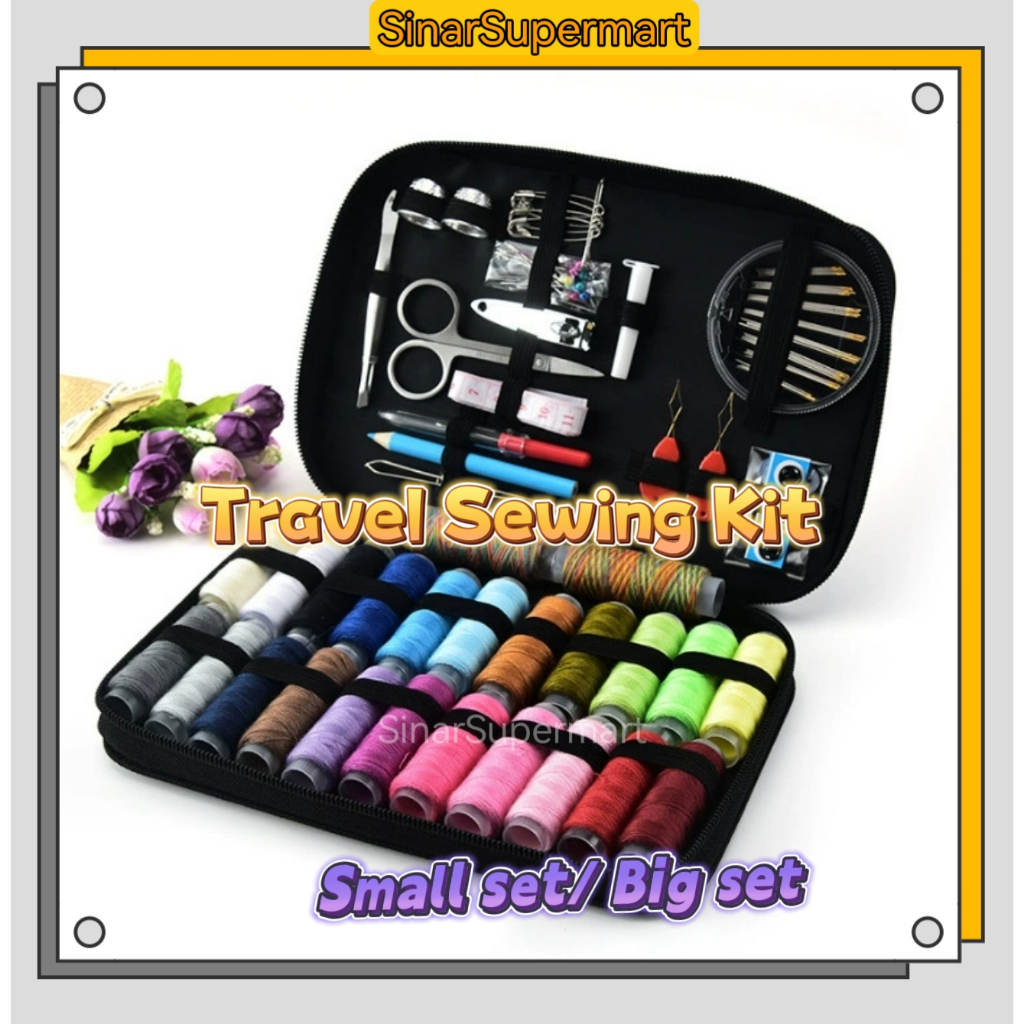 SinarSupermart Travel Sewing Kit Needle Thread Scissors all in 1 jahit ...