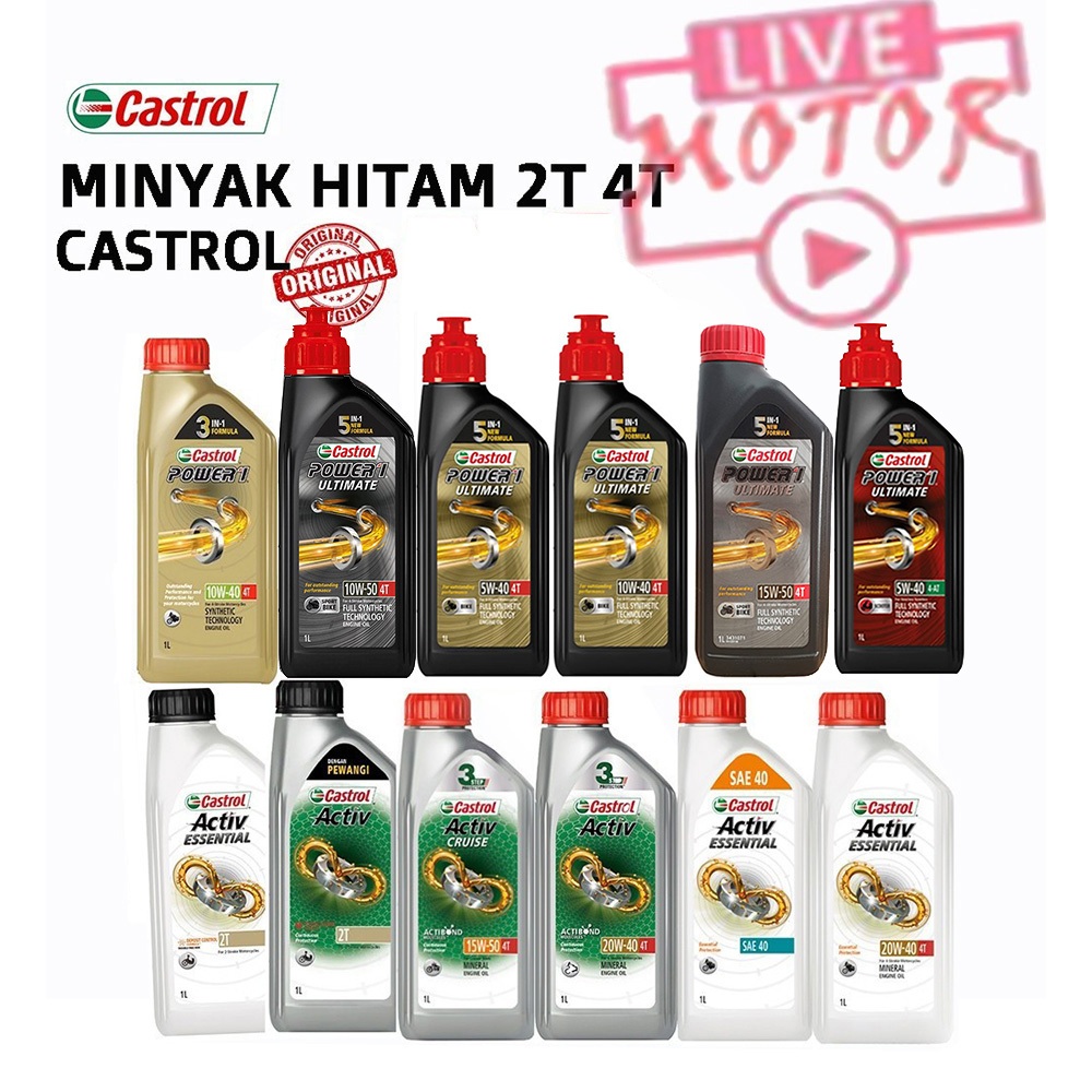 CASTROL MINYAK HITAM 2T 4T SAE40/ 20w-40/Active /ActiveScooter/Power 1 ...