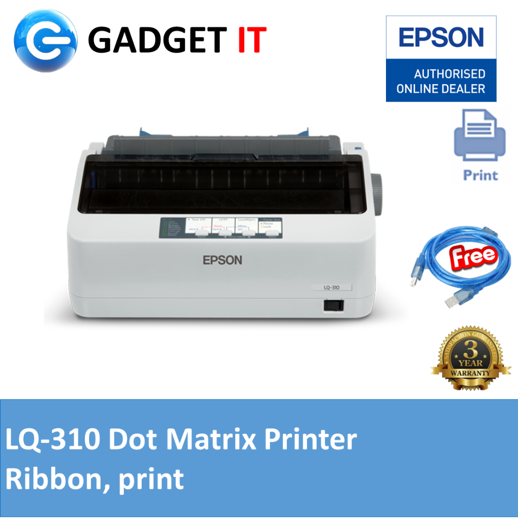 EPSON LQ-310 DOT MATRIX PRINTER (FREE: 1 x RIBBON, 1 x USB PRINTER ...