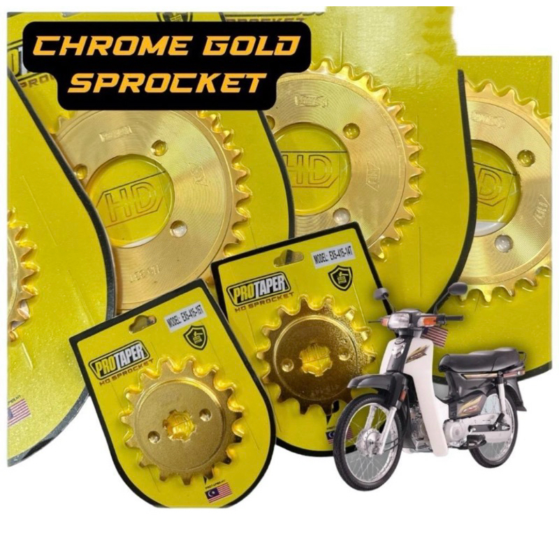 Original Protaper 415 Ex5 Sprocket Depan Belakang Cp1 Chrome Gold Front 