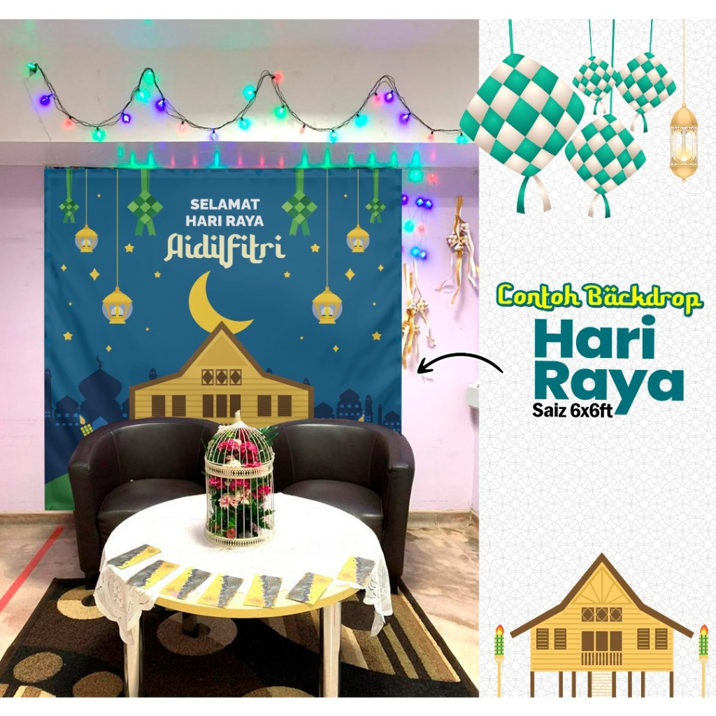 BACKDROP HIASAN DEKO HARI RAYA PELBAGAI DESIGN TERKINI 2024 | Shopee ...