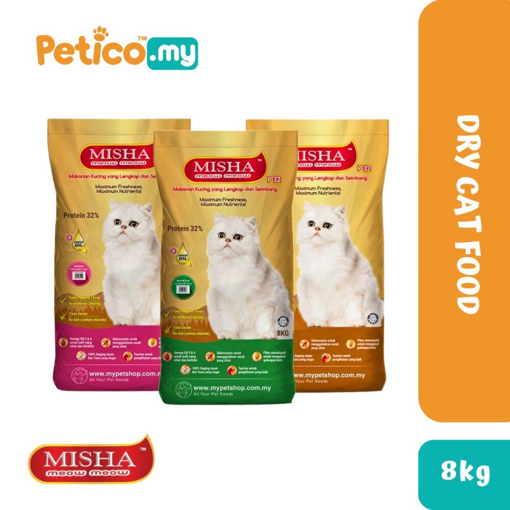 Misha Dry Cat Food 8KG Chicken & Tuna / Ocean Fish / Seafood Shopee