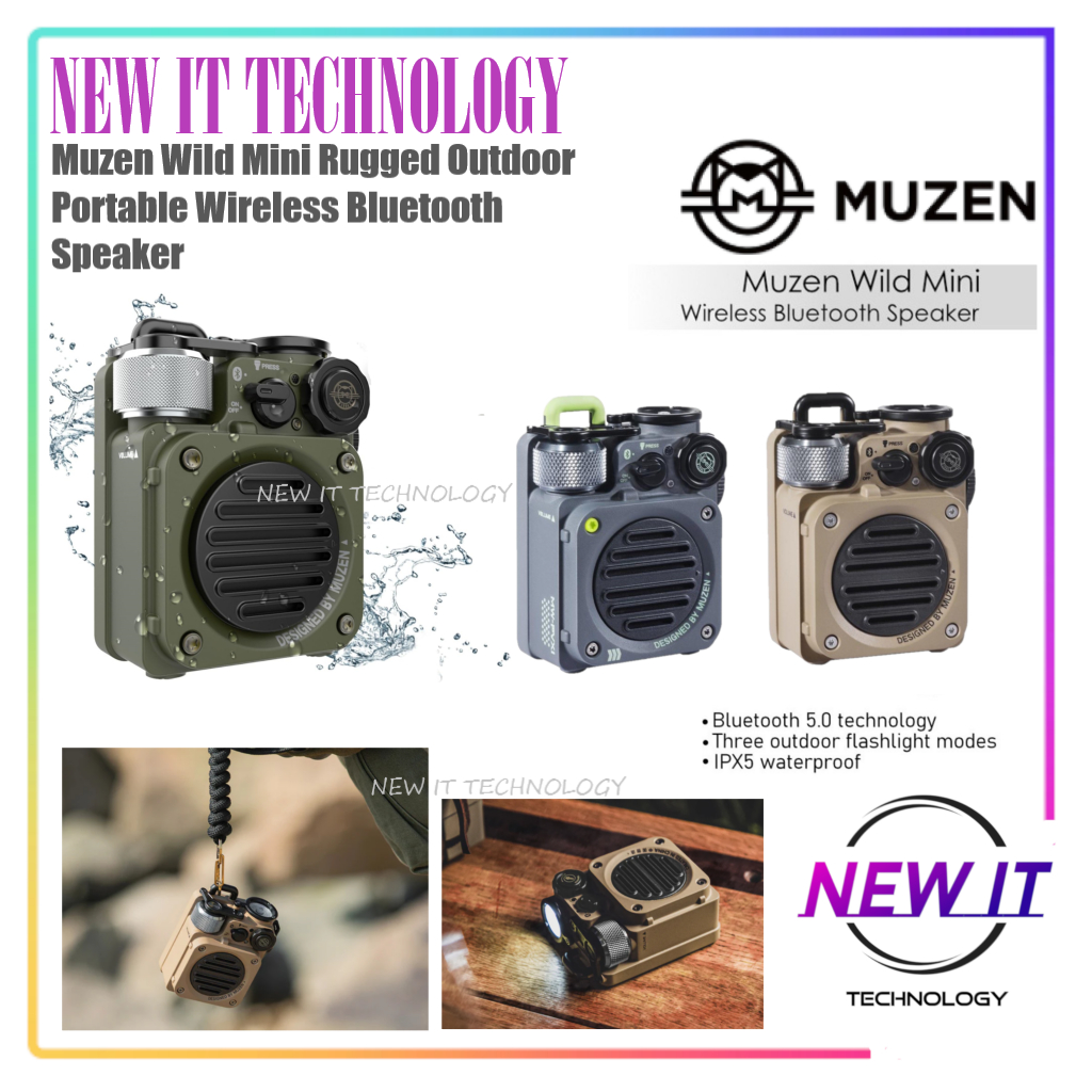 MUZEN WILD MINI Rugged Outdoor Portable Bluetooth Speaker Waterproof ...