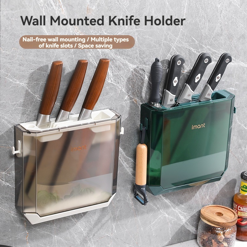 Kitchen Wall Mounted Knife Holder Transparent Knife Storage Rack ...