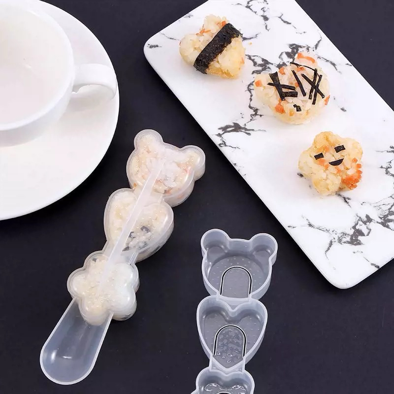OFFER 1pc Handheld mini rice mould bear heart and bloosom rice mold ...