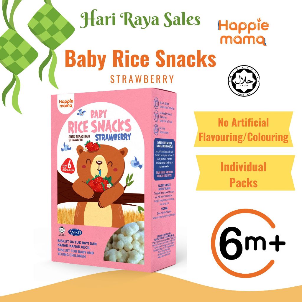 Happiemama Baby Rice Snack Rice Puff Biskut Bayi Baby Food (Strawberry ...