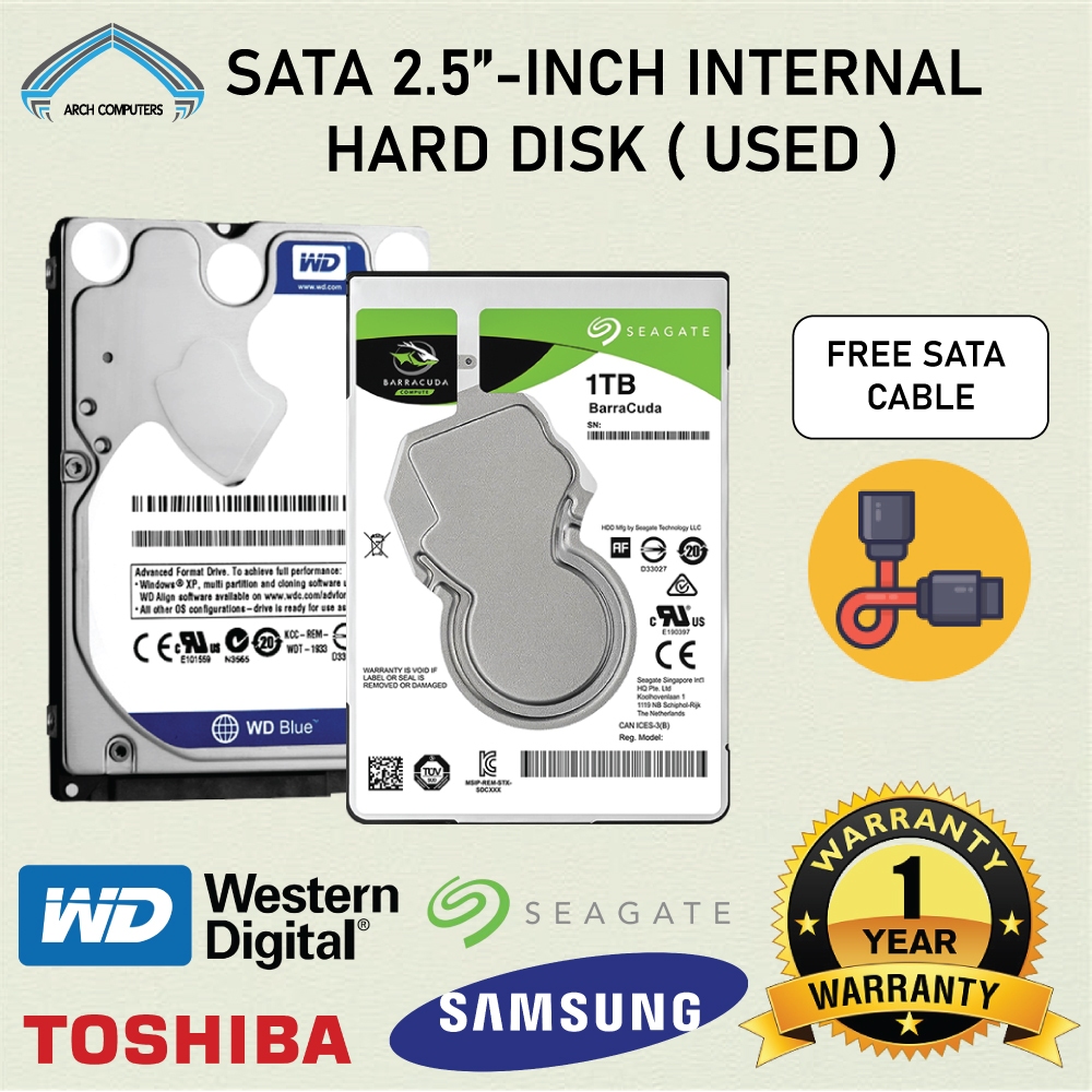 [ LOCAL STOCK ] USED MIX BRAND INTERNAL LAPTOP SATA HARD DISK/500GB/9mm