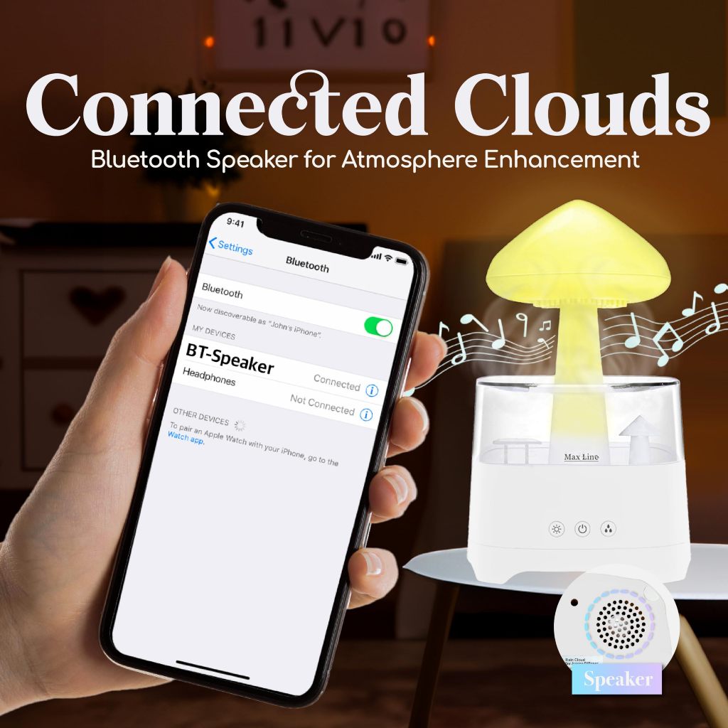 Bluetooth Speaker Air Diffuser 450ml Raindrop Humidifier LED Night ...