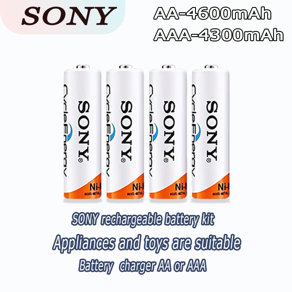 SONY AA AAA rechargeable battery 4300mAh/ 4600mAh / 4-slot Fast charger ...