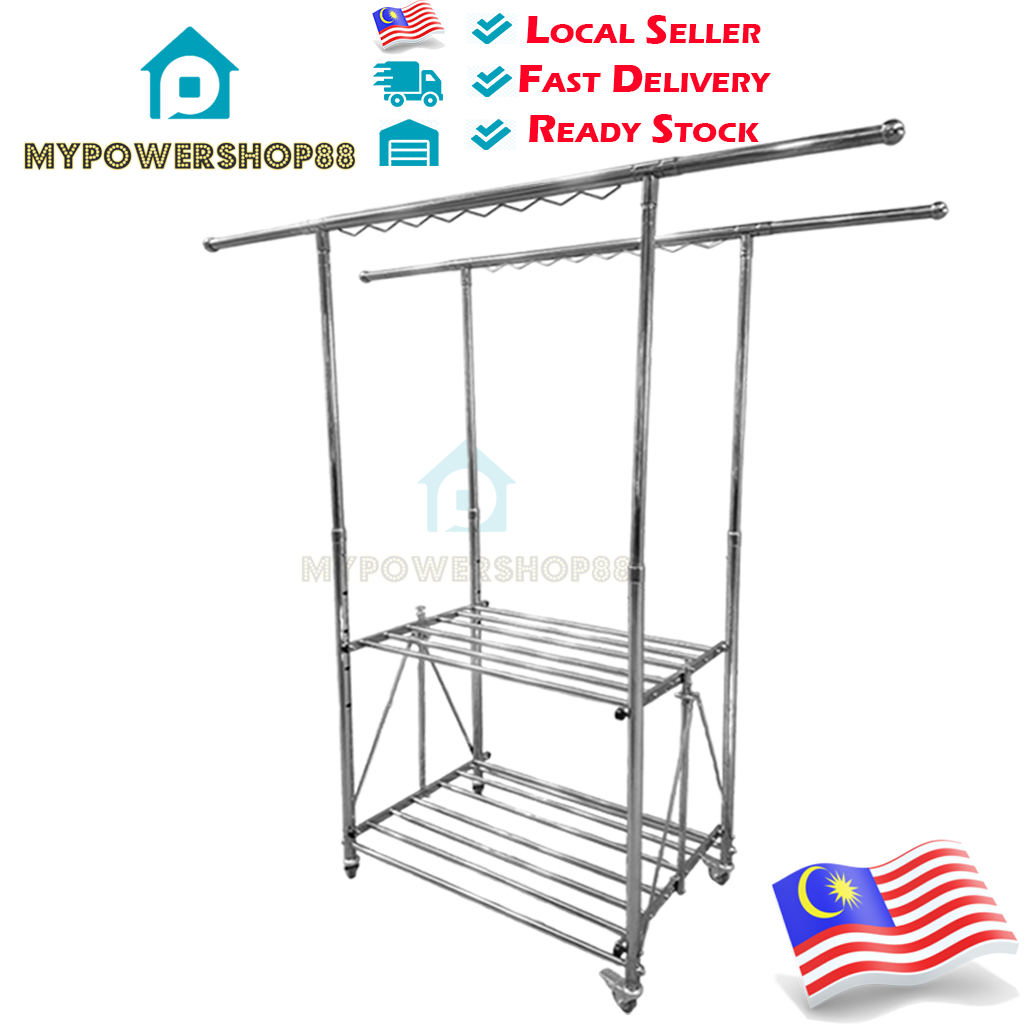 100% No Installation Needed Foldable Stainless Steel Clothes Rack ...