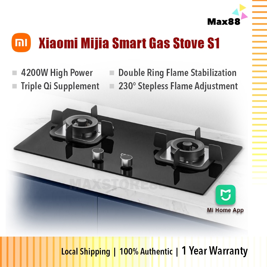 Xiaomi Mijia Smart Gas Stove S1 4200W AI Mi Home APP Control Triple Gas Supply 10 Safety Guarantee Shopee Malaysia