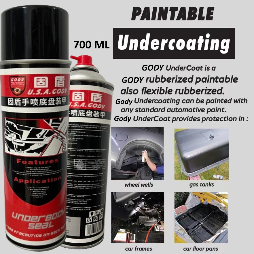 Gody Undercoating Spray Deargon / Veslee Anti Rust Spray Rubberized Undercoating Black 700ml
