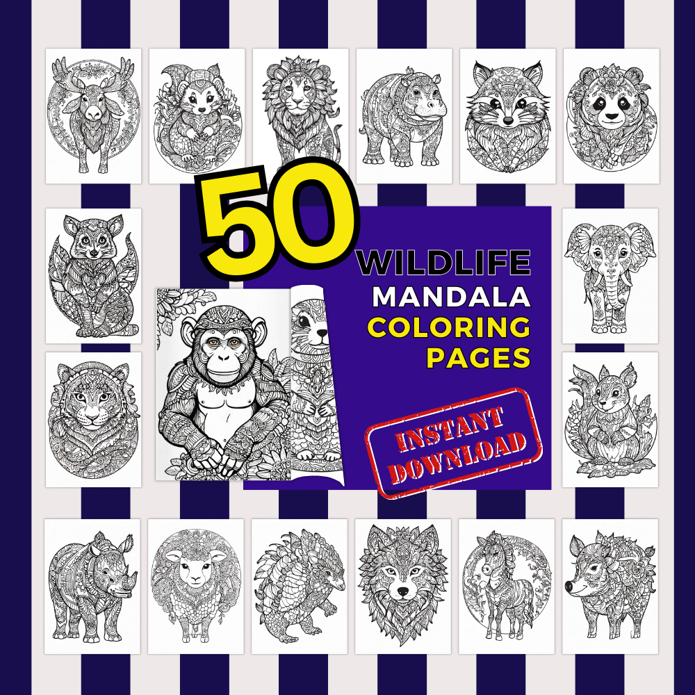 [PDF] 50 Wildlife Mandala Coloring Pages| Relaxing Coloring Pages ...