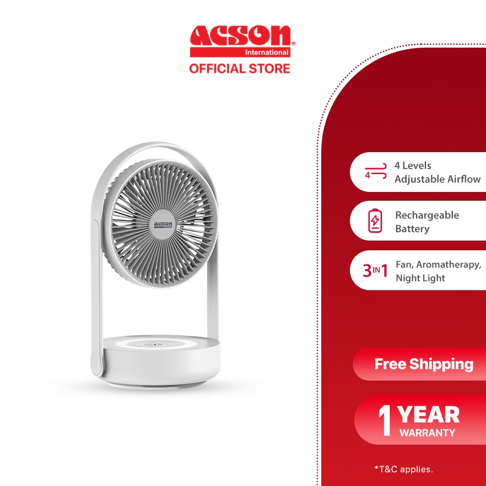 Acson 3in1 USB Table Fan ATF05D Rechargeable / LED Night Light