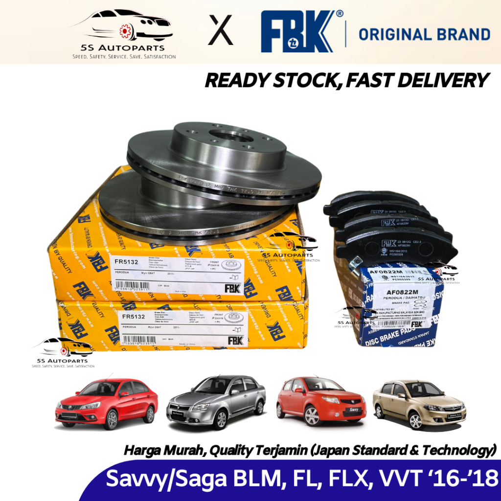 FBK Proton Saga BLM, FL, FLX, VVT '16-'18, Savvy Front (Depan) Brake ...