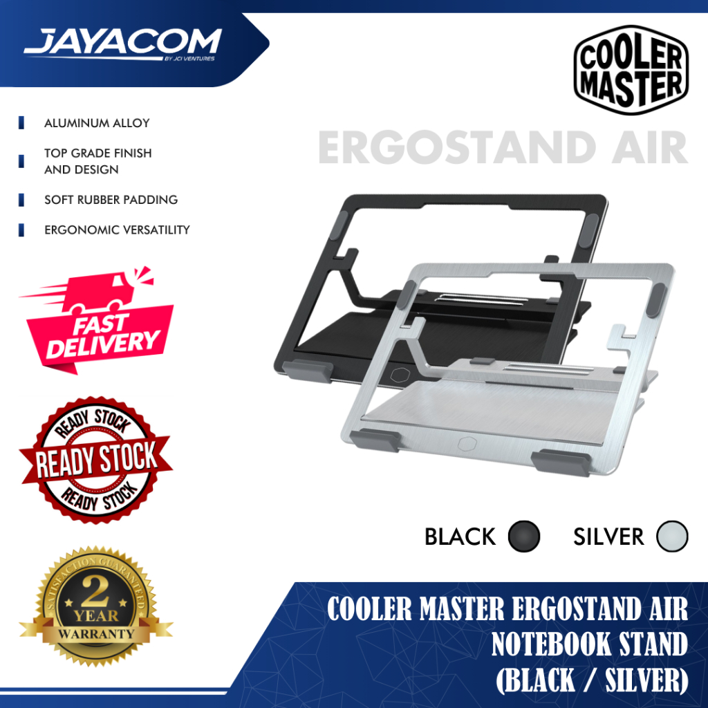 Cooler Master ErgoStand Air Notebook Stand - Black/Silver | Shopee Malaysia