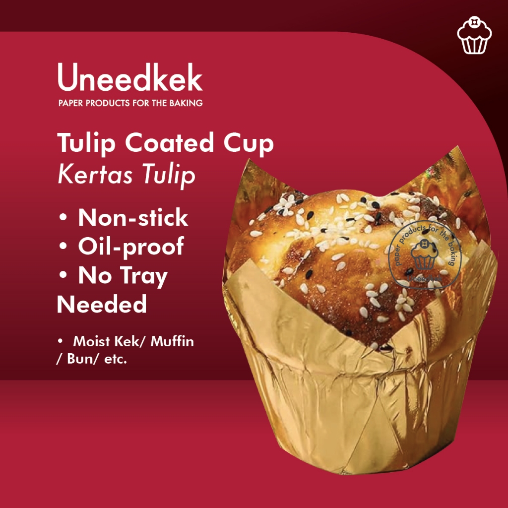 Tulip Paper Cup Gold Silver Coated Muffin Baking Cup Uneedkek | Shopee ...