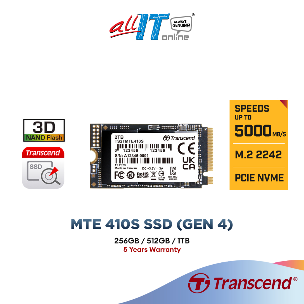 Transcend MTE410S M.2 PCIe SSD 2242 PCIe NVMe Gen4x4 3D NAND Single ...