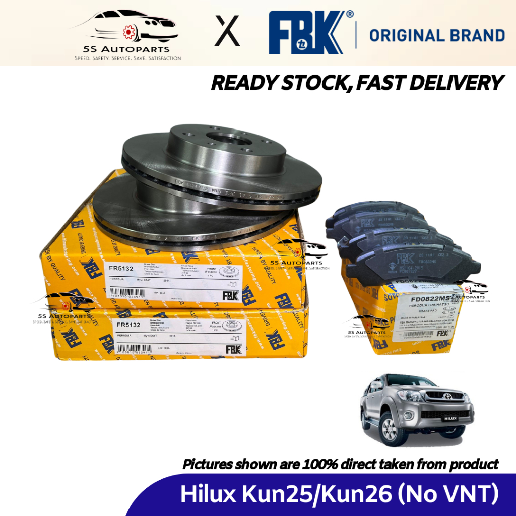 FBK Toyota Hilux Kun25/Kun26 (No VNT), Fortuner 2.7 Front (Depan) Brake ...