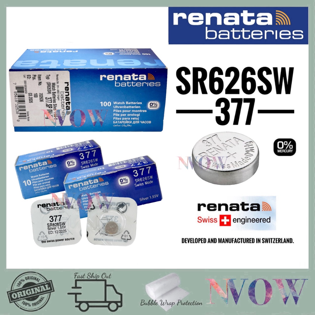 Renata 377 SR626SW Silver 1.55V Battery SWISS MADE (100% Genuine ...