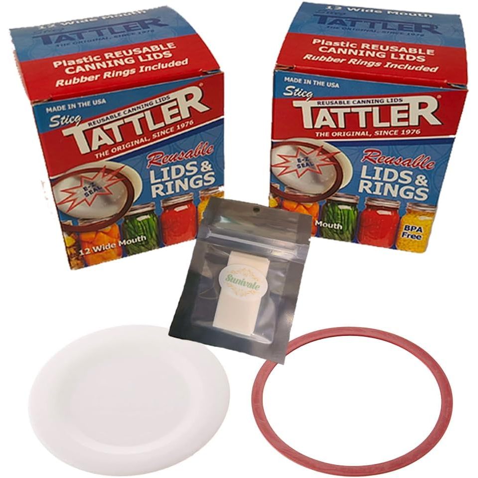 Tattler Reusable Canning Lids Bundle Includes 24 Wide Mouth Tattler