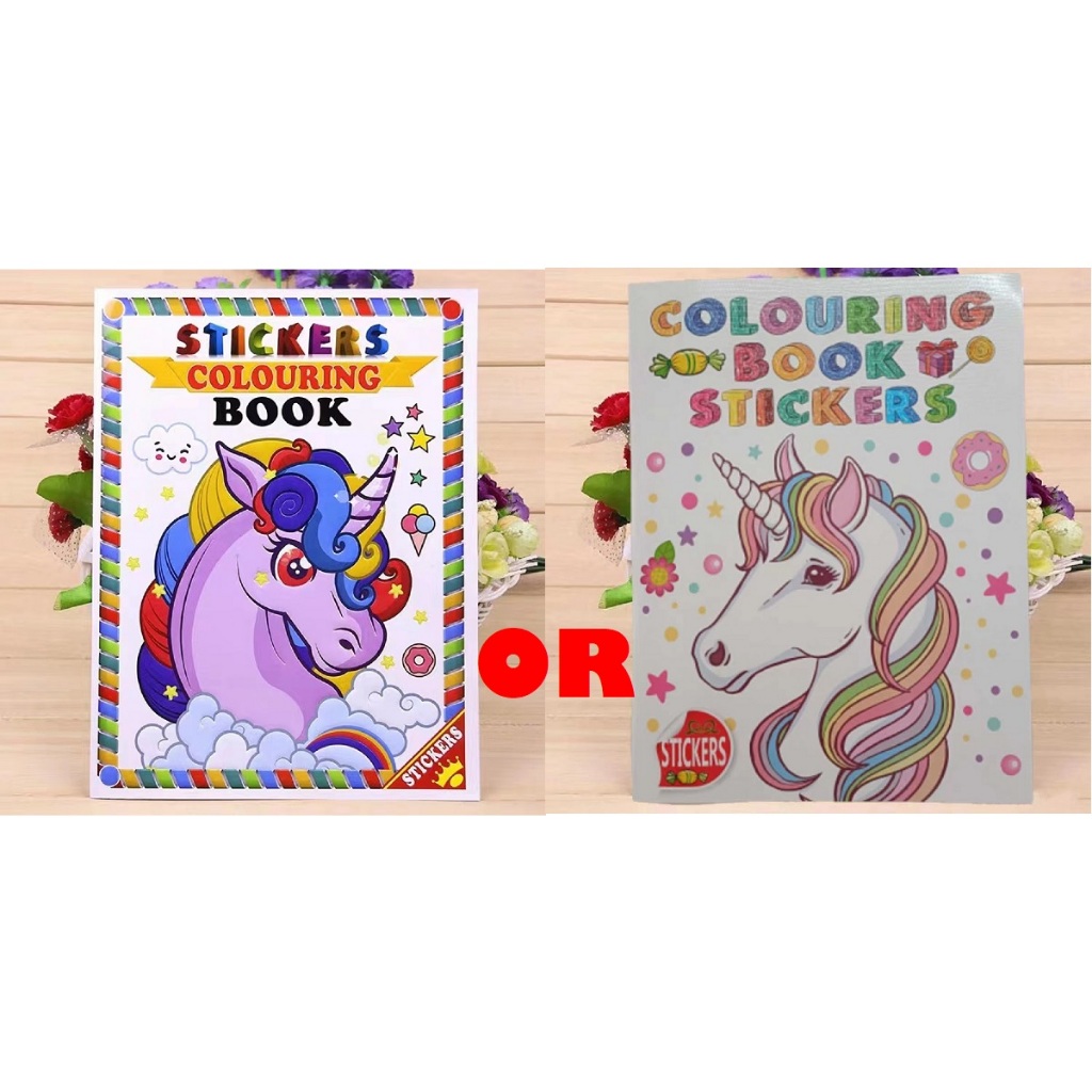 Unicorn Sticker & Coloring Book A4 Buku Mewarna Pelekat Kanak Tadika ...