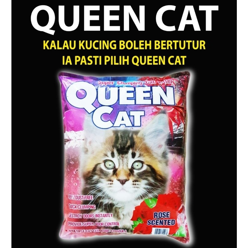 QUEEN CAT Extra Clumping Bentonite Cat Litter | Pasir Kucing Coffee ...